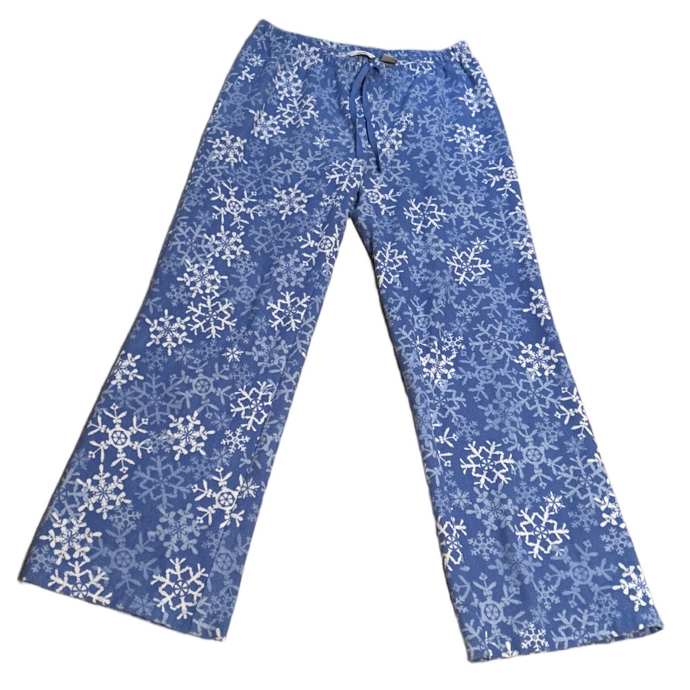 Women's Joe Fresh Blue and White Snowflake Print Pyjama Pants Size Medium